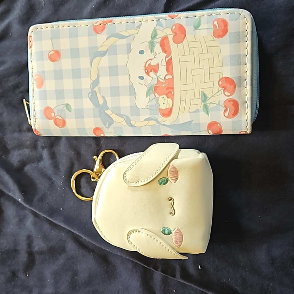 Sanrio Cinnamroll cherry wallet New 4x7.5 inch and clip on bag coin purse